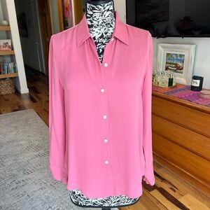 Theory Pink Long Sleeve Button Down Blouse